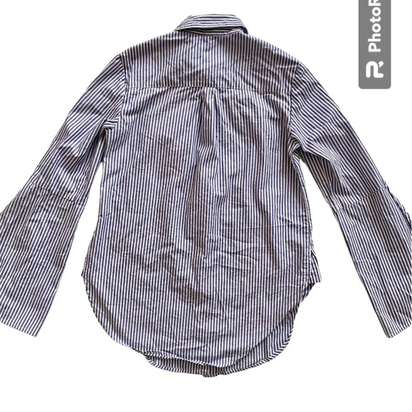 Merona Cotton  Blue & White Striped Button Down Shirt Roses Size XS - Picture 2 of 13